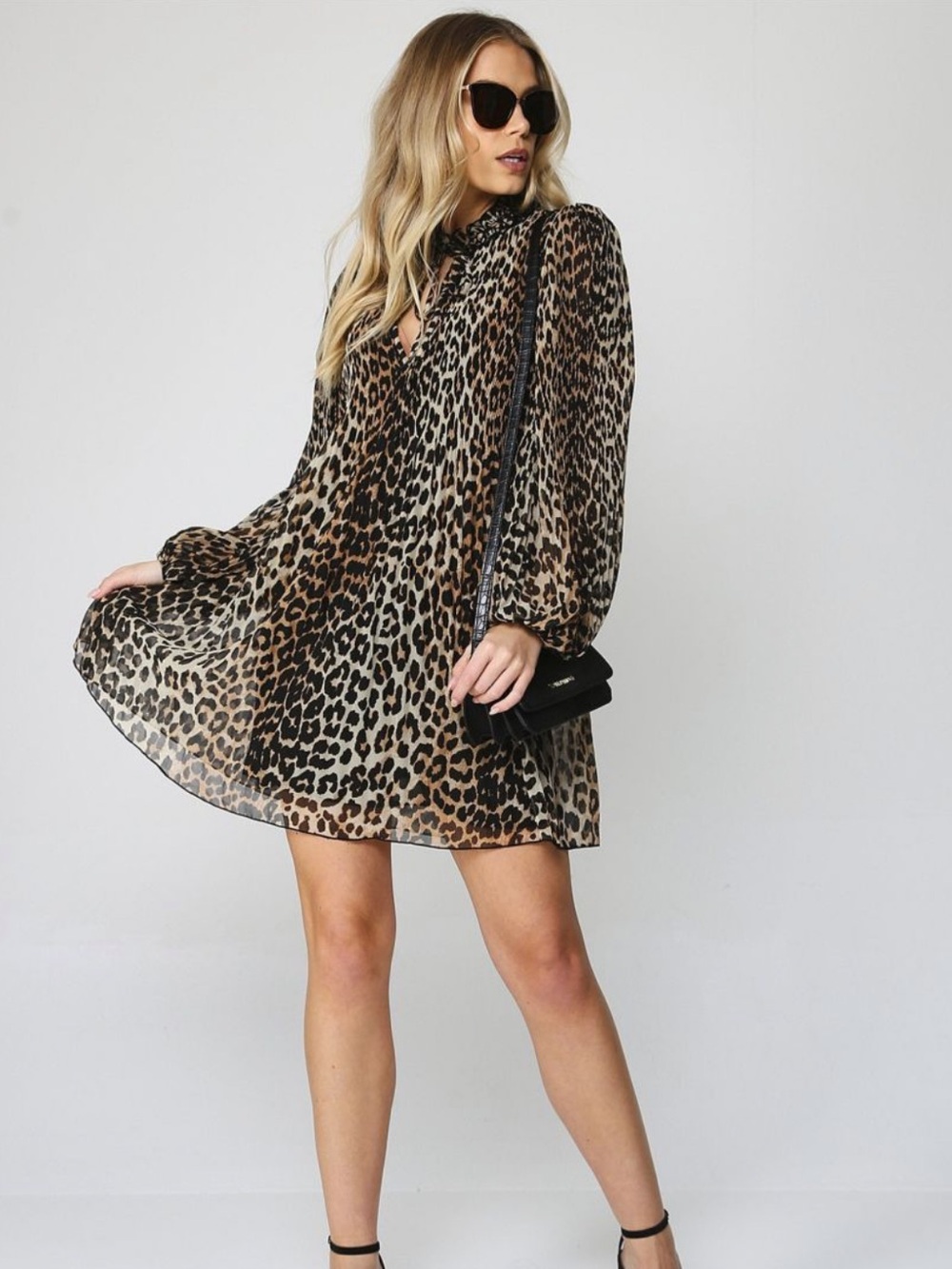 Ganni Black and Brown Leopard-Print dress